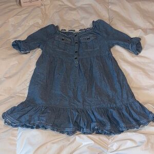 Chaps Blue Denim Ruffle-Hem Dress